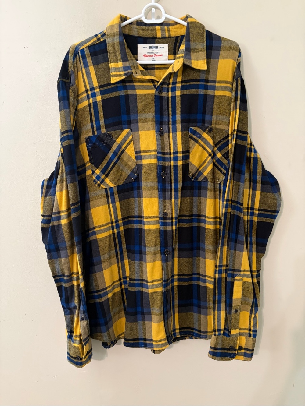 urban pipeline Yellow and Blue Plaid Button-Down Shirt